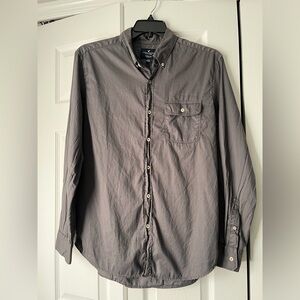 American Eagle Outfitters Charcoal Button-Down Shirt